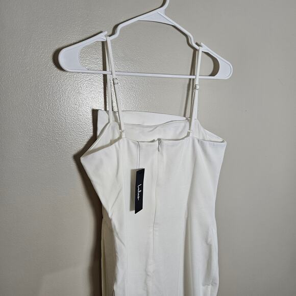 NWT Lulus Drinks On Me White Sleeveless Pleated Bodycon Dress Cocktail Sz L - Picture 8 of 12